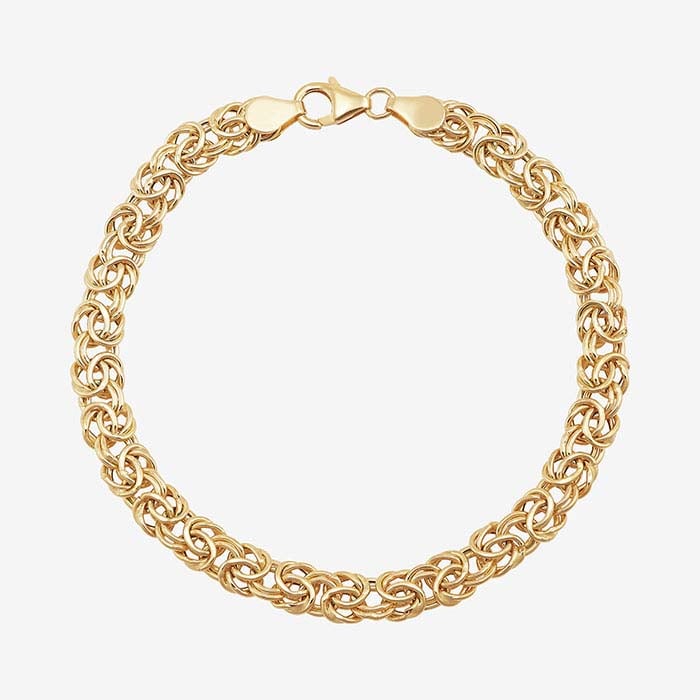 14K Yellow Gold 6.4mm Byzantine Chain Bracelet