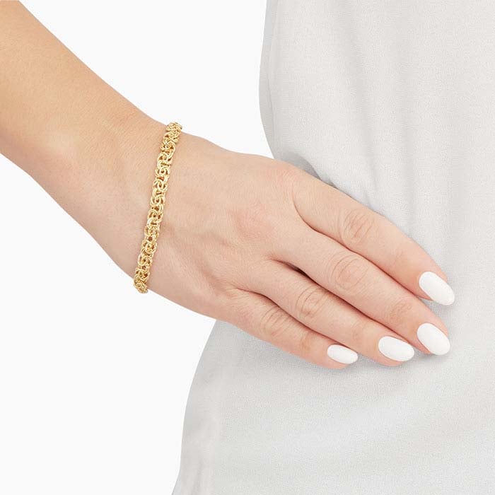 14K Yellow Gold 6.4mm Byzantine Chain Bracelet