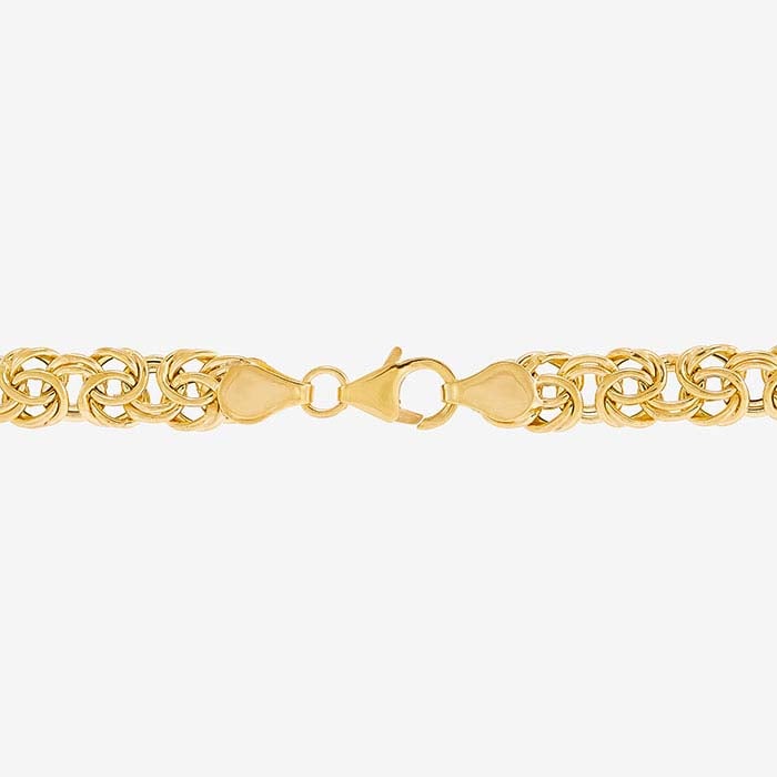 14K Yellow Gold 6.4mm Byzantine Chain Bracelet