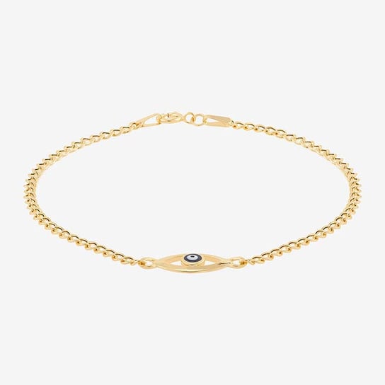 14K Yellow Gold Evil Eye Curb Chain Bracelet