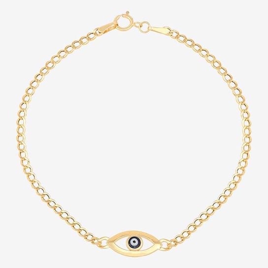 14K Yellow Gold Evil Eye Curb Chain Bracelet